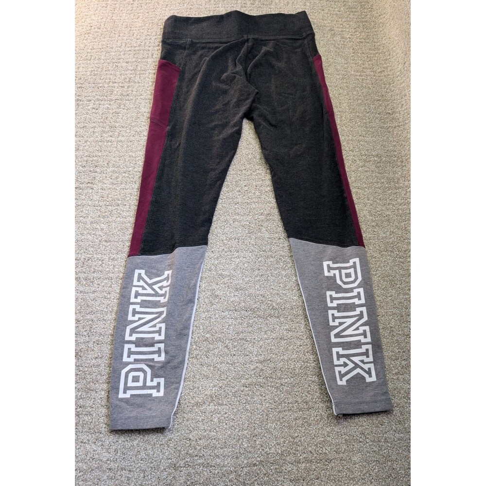 Pink Victoria Secret Yoga Pants Womens Small Gray Burgundy Colorblock Leggings